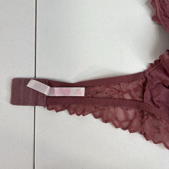PINK Victoria's Secret L Large Bra Lace Bralette Halter Wireless Mauve Pink - Picture 11 of 15
